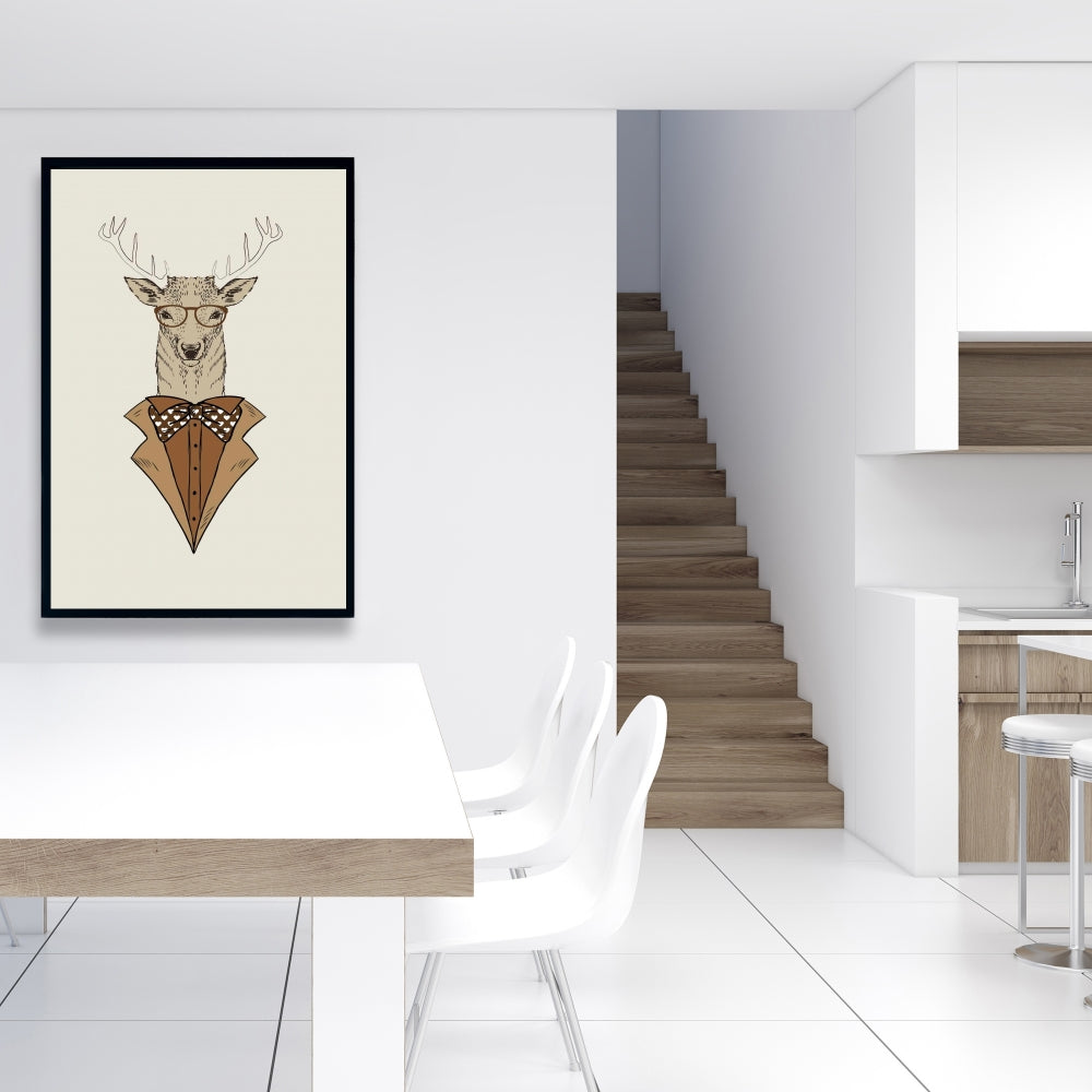 Toile encadrée « Cerf rustique » – Manteau brun | Décoration de chambre