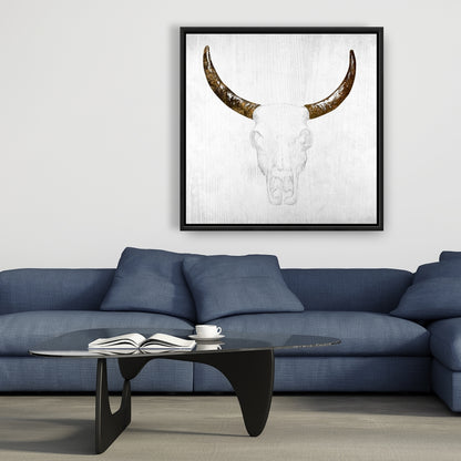 Toile Crâne de taureau | Art animalier minimaliste pour la décoration de la chambre
