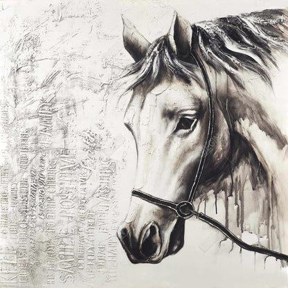 Alpha the White Horse - Minimalist Farm Animal Canvas Decor