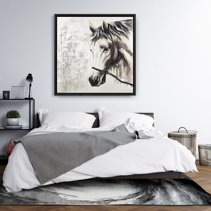 Toile Alpha le cheval blanc | Décoration de chambre avec animaux de la ferme