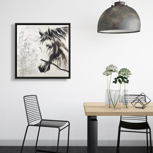 Alpha the White Horse Canvas | Farm Animal Bedroom Decor