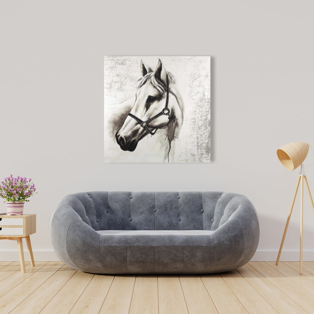 Flicka the White Horse Canvas - Farm Animal Home Decor Art