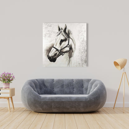 Flicka the White Horse Canvas - Farm Animal Home Decor Art
