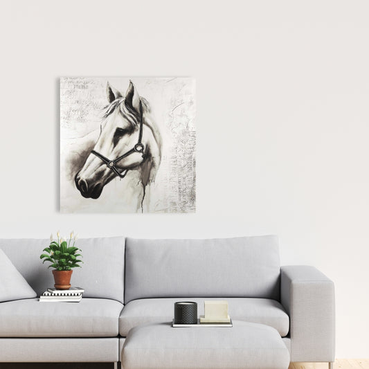 Toile Flicka le cheval blanc – Décoration d'intérieur avec animaux de la ferme