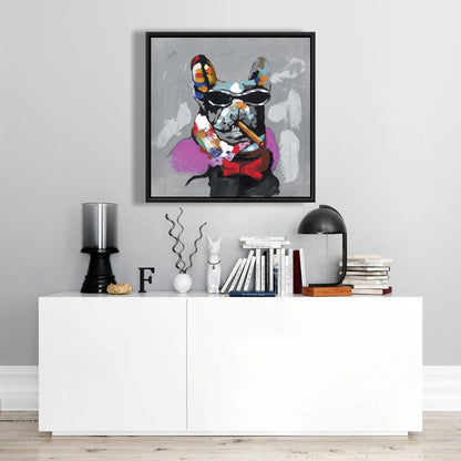 Abstract Bulldog with Cigar Canvas - Contemporary Pet Decor