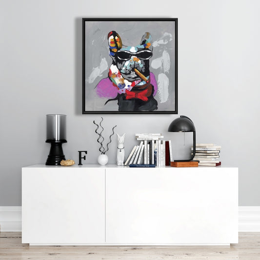Abstract Bulldog with Cigar Canvas - Contemporary Pet Decor
