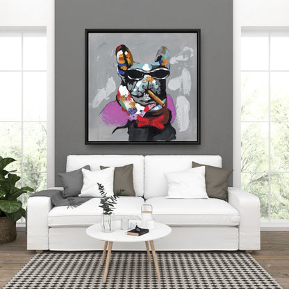 Abstract Bulldog with Cigar Canvas - Contemporary Pet Decor