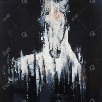 Abstract White Horse Canvas | Farm Animal Home Decor Art