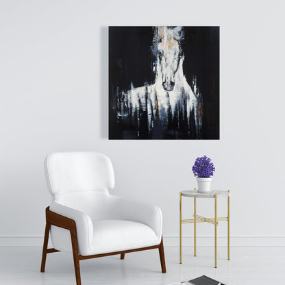 Abstract White Horse Canvas | Farm Animal Home Decor Art