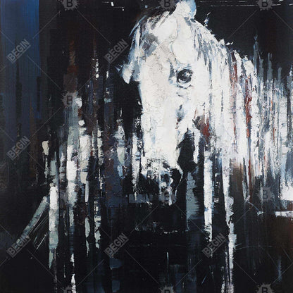 Abstract Horse Blue Canvas | Farm Animal Bedroom Decor