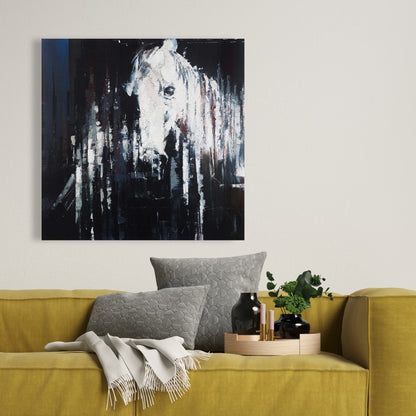 Abstract Horse Blue Canvas | Farm Animal Bedroom Decor