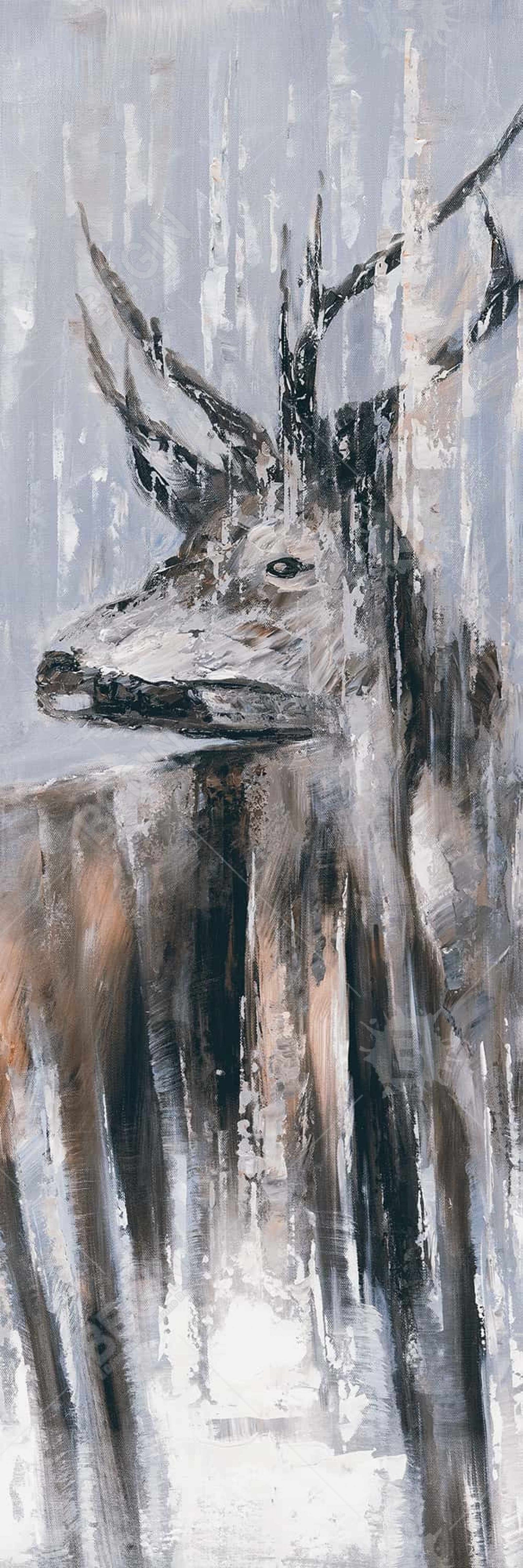 Toile bleue pour chambre à coucher – Cerf dans la forêt par Rainy Day Decor