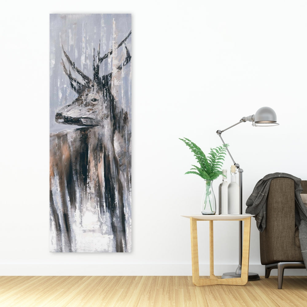 Bedroom Blue Canvas - Deer in Forest by Rainy Day Decor