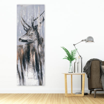 Bedroom Blue Canvas - Deer in Forest by Rainy Day Decor
