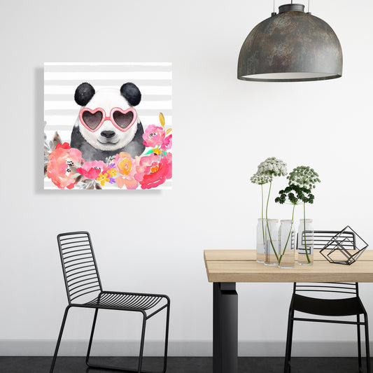 Panda with Heart Glasses Canvas | Bedroom Wildlife Home Decor