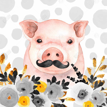 Little Disguised Pig Black Canvas | Animal Bedroom Decor
