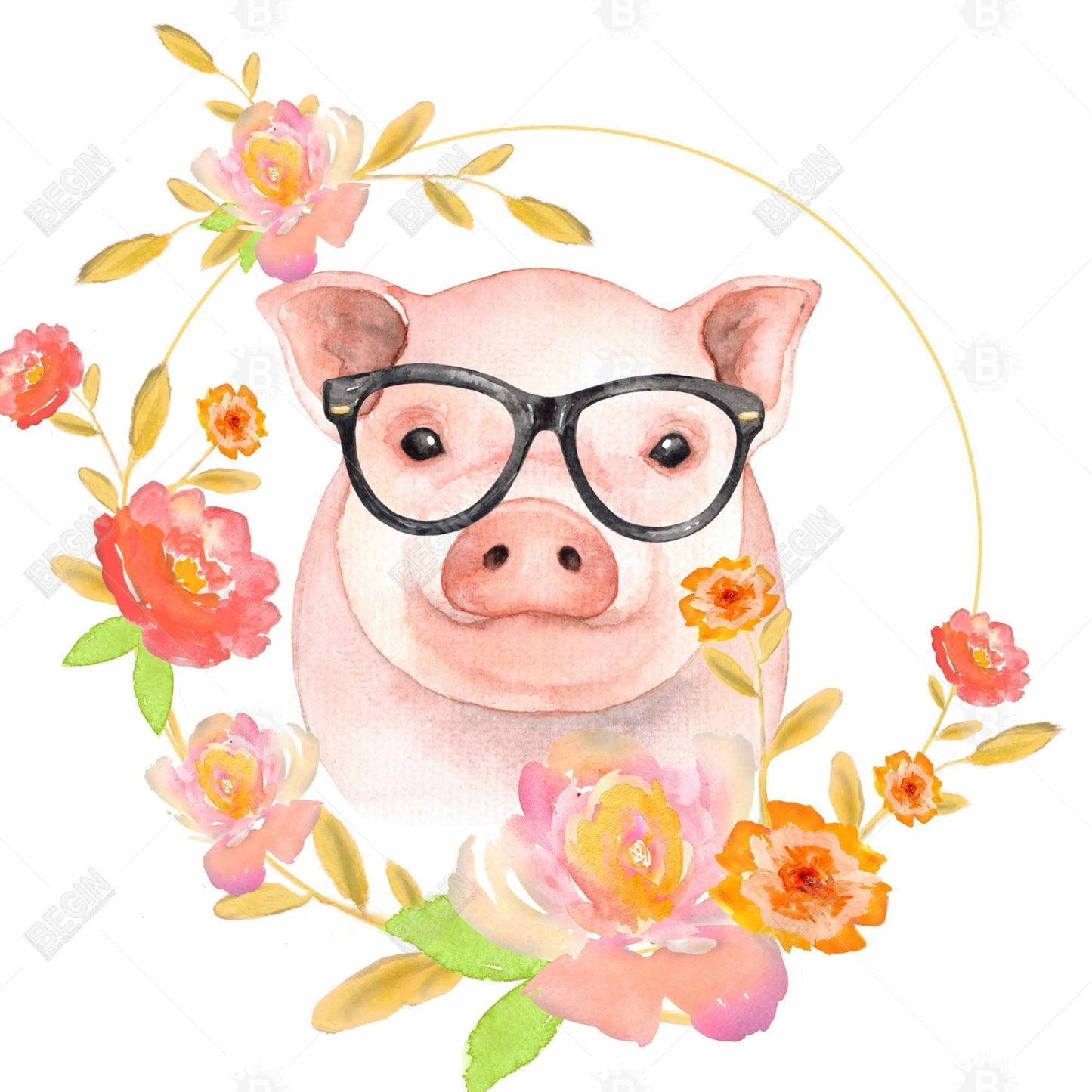 Toile jaune « Joyeux petit cochon » pour chambre à coucher | Décoration d'intérieur