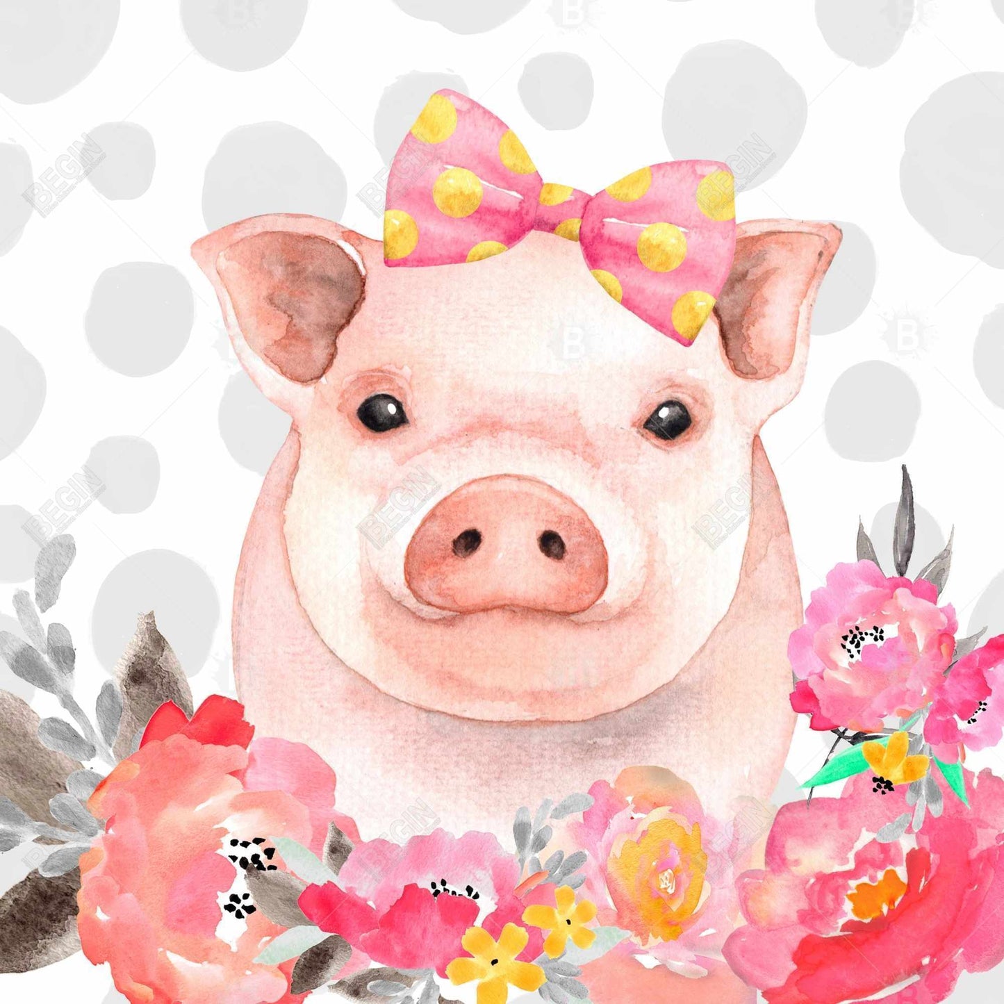 Pretty Pig Farm Animal Canvas | Cute Bedroom Home Decor