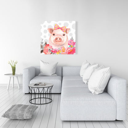 Pretty Pig Farm Animal Canvas | Cute Bedroom Home Decor