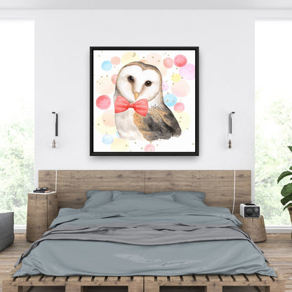 Toile encadrée « Chouette chic » | Décoration de chambre d'oiseau | Art animalier