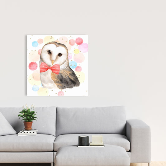 Chic Owl Illustrative Canvas | Bird Art for Home Decor