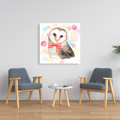 Chic Owl Illustrative Canvas | Bird Art for Home Decor