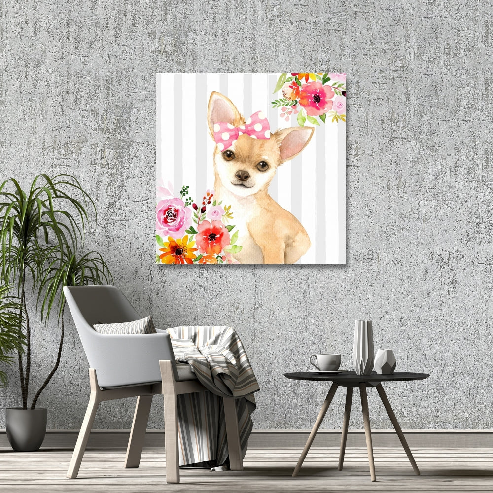 Chihuahua Dog White Canvas | Animal Bedroom Home Decor