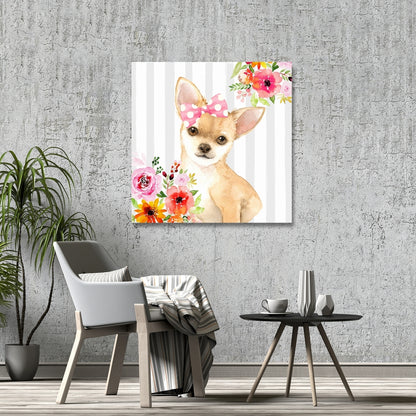Chihuahua Dog White Canvas | Animal Bedroom Home Decor