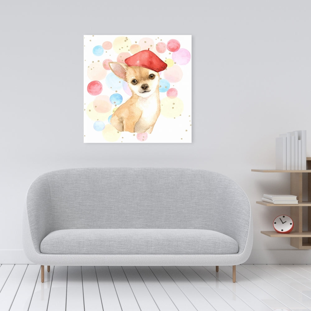 Chihuahua Dog Artist Red Canvas - Animal Bedroom Wall Decor
