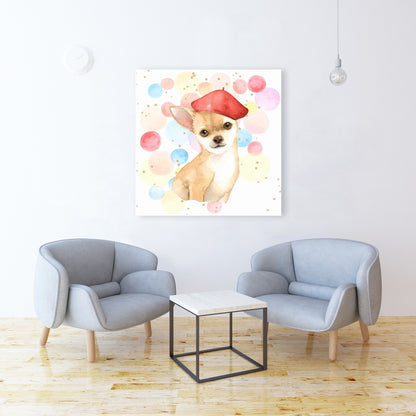 Chihuahua Dog Artist Red Canvas - Animal Bedroom Wall Decor