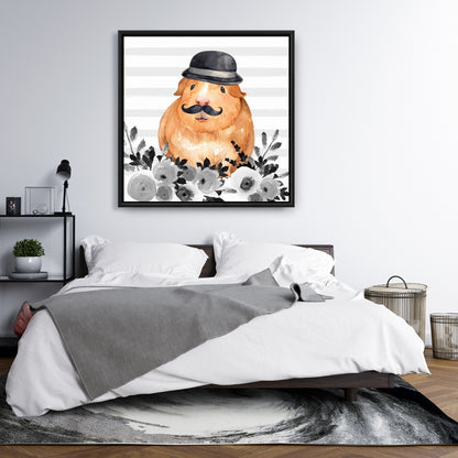Détective Cochon d'Inde - Toile encadrée | Décoration de chambre animalière