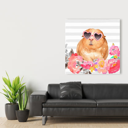 Toile Cochon d'Inde à lunettes | Décoration d'intérieur