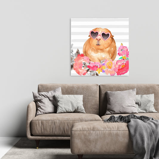 Guinea Pig with Glasses Canvas | Cute Pet Art for Home Decor