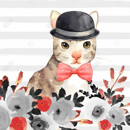 Toile grise « Détective des chats » pour chambre à coucher | Décoration d'intérieur encadrée