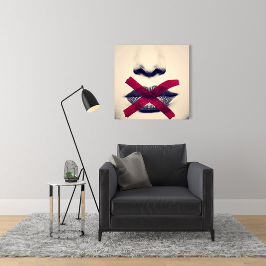 Grayscale Lips Canvas - Red X Art | Modern Home Decor