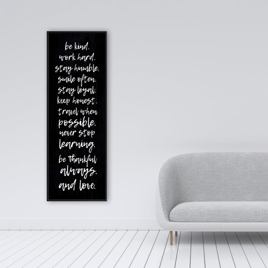 Be Kind, Work Hard, Stay Humble - Motivational Canvas Decor