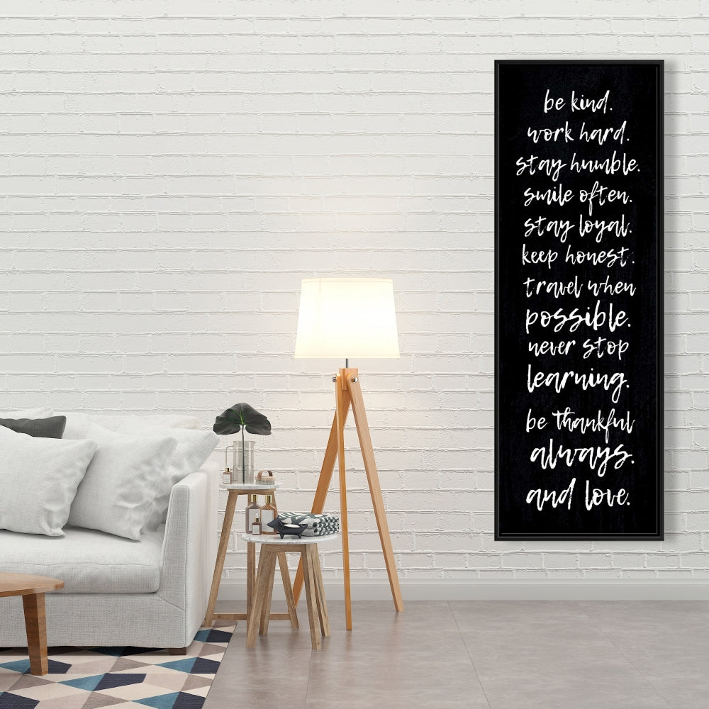 Soyez gentil, travaillez dur, restez humble - Décoration sur toile motivante