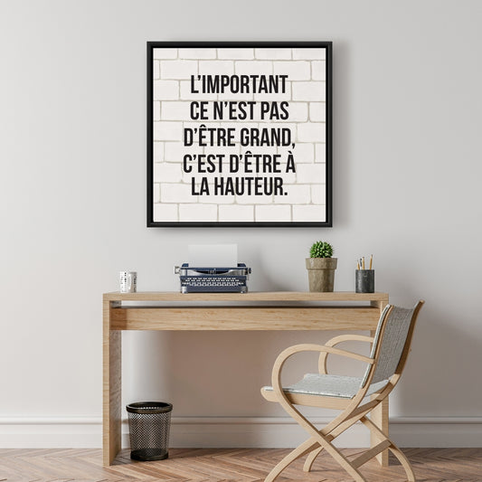 Toile encadrée noire contemporaine et motivante pour la décoration intérieure