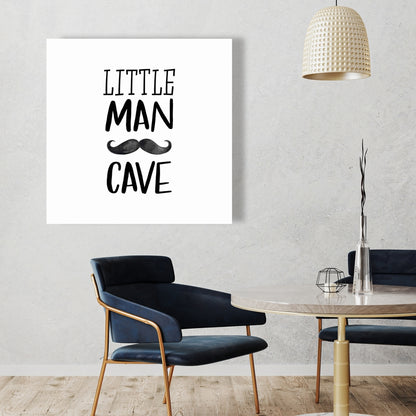 Little Man Cave Canvas | White Monochrome Home Decor Art