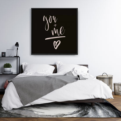 Toile encadrée noire motivante « Toi et moi » pour chambre à coucher | Décoration d'intérieur