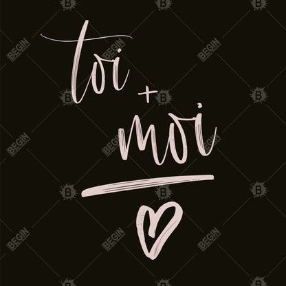 Toile de motivation « Toi et moi » pour chambre à coucher | Décoration avec citations noires