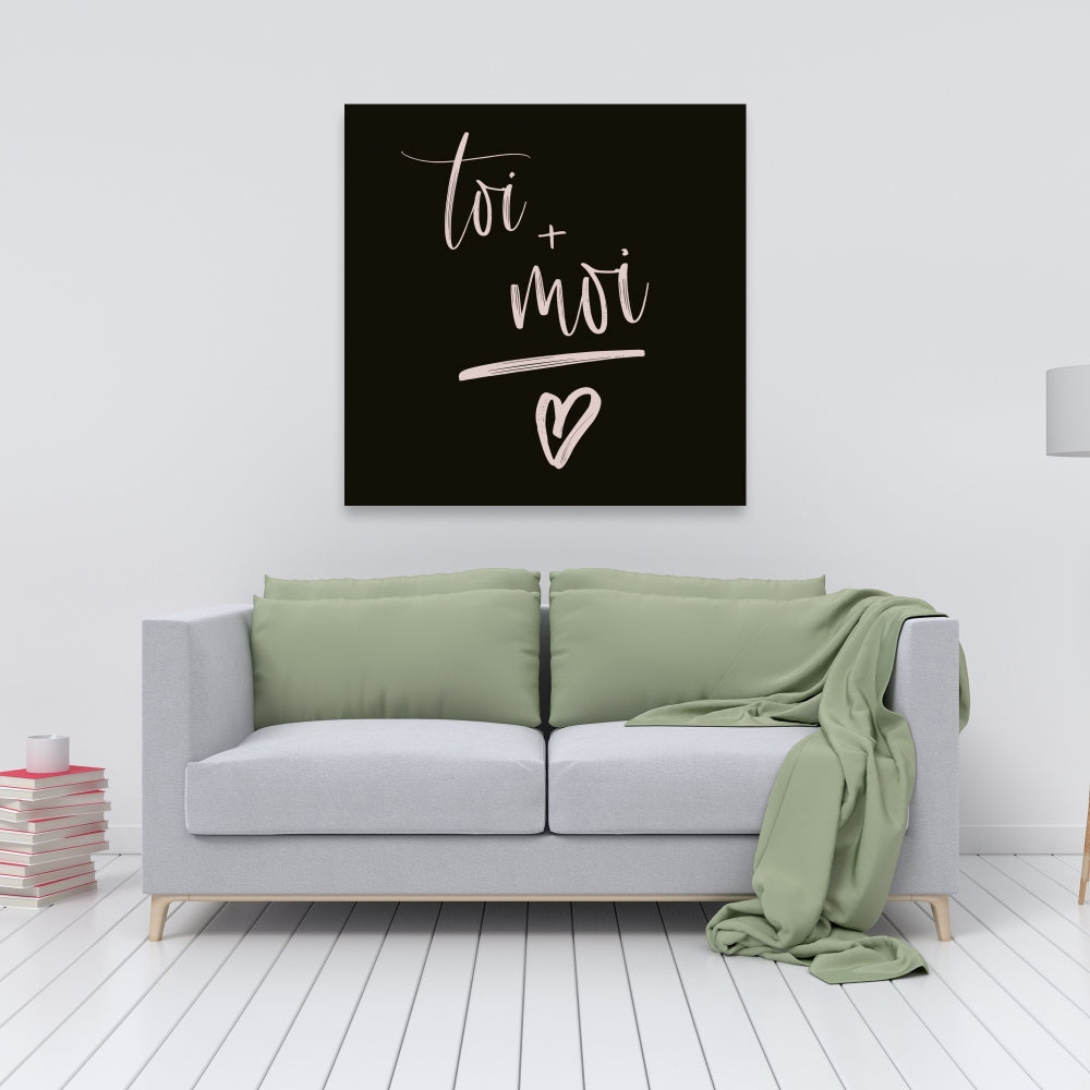Toile « Toi + Moi » – Décoration de chambre motivante | Art mural noir