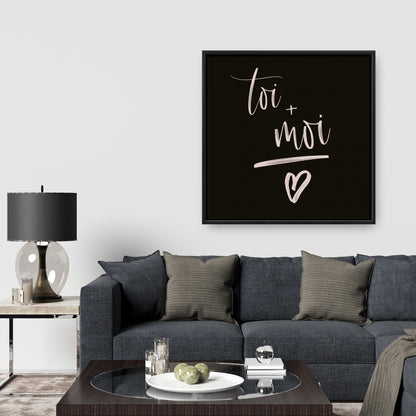 Toile de motivation « Toi et moi » pour chambre à coucher | Décoration avec citations noires