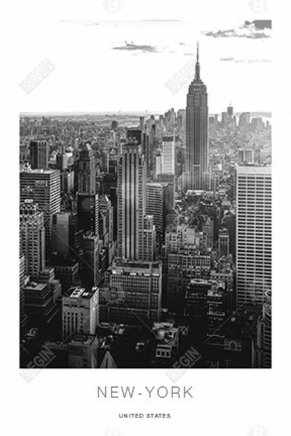 New York City Sunset Monochrome White Magnetic Canvas Decor