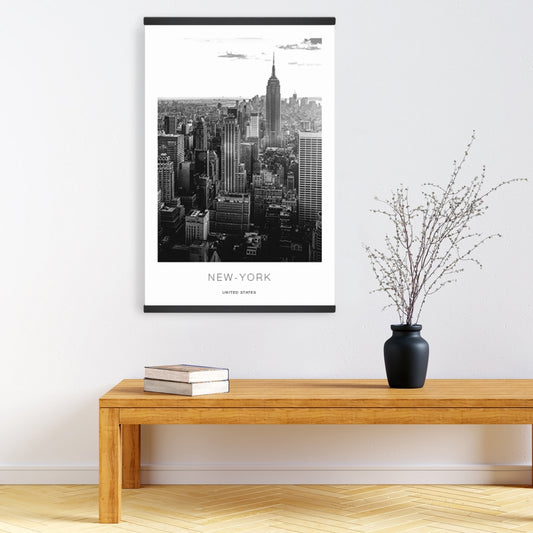 New York City Sunset Monochrome White Magnetic Canvas Decor