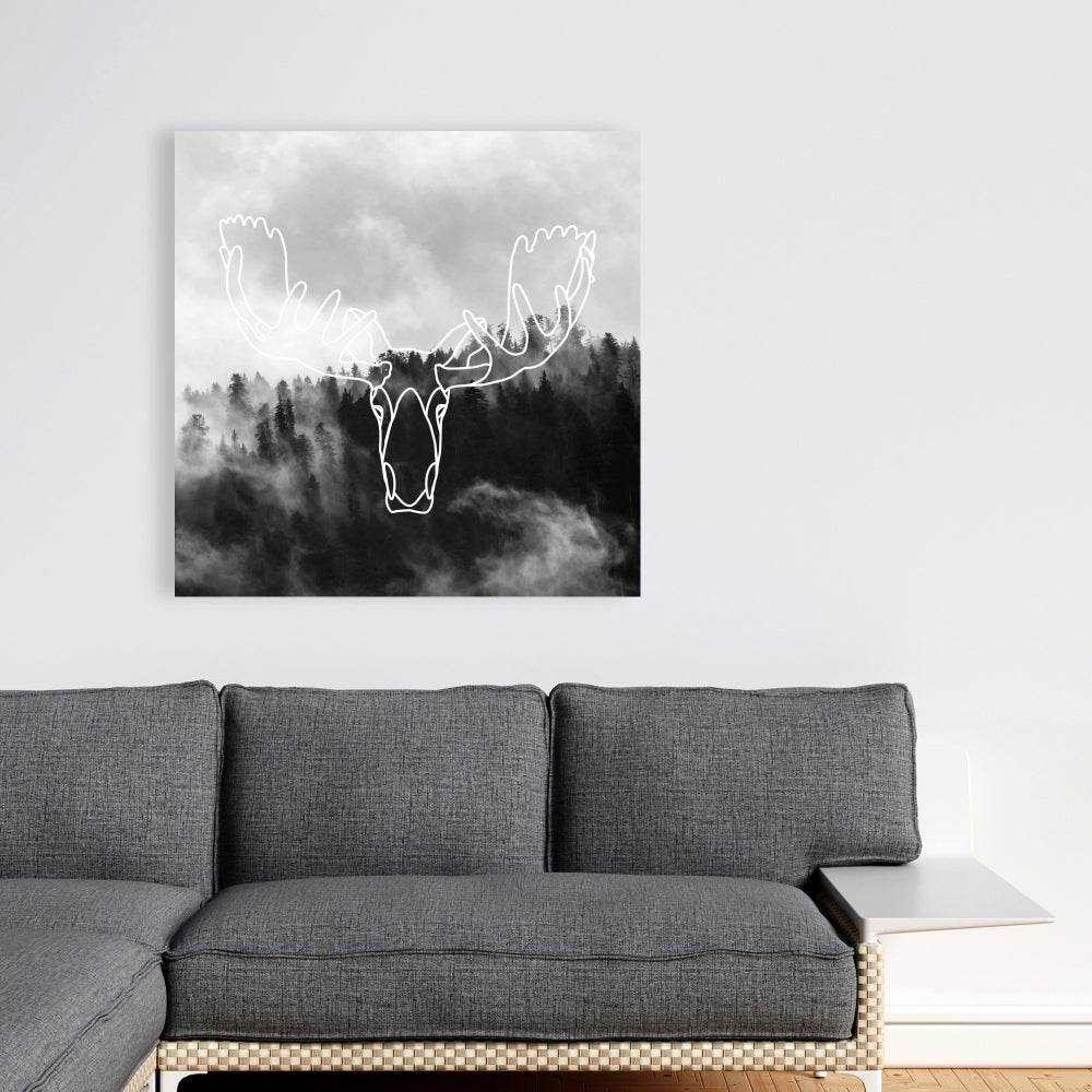 Minimalist Moose Head Canvas | Rustic Deer Home Decor