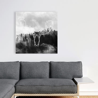 Minimalist Moose Head Canvas | Rustic Deer Home Decor