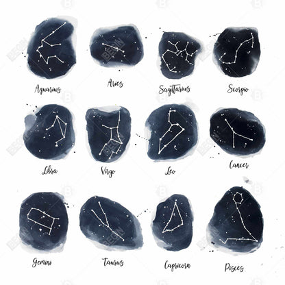 Toile du zodiaque Constellations bleues spirituelles | Décoration d'intérieur
