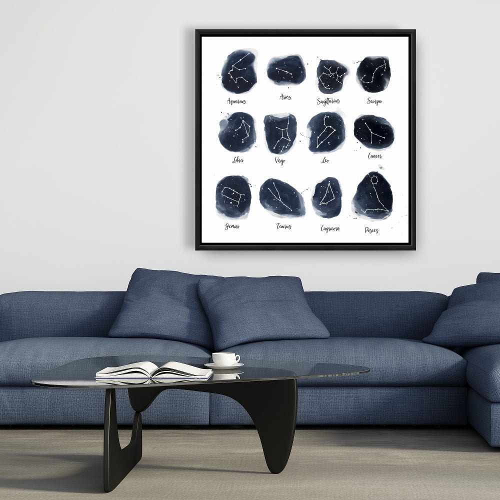 Toile Constellations et Signes du Zodiaque | Décoration intérieure spirituelle