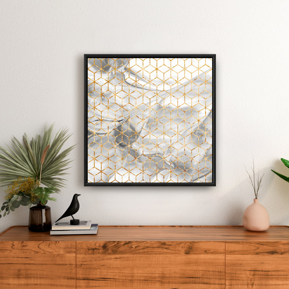 Modern Gray Framed Canvas - Symmetry | Home Decor Art